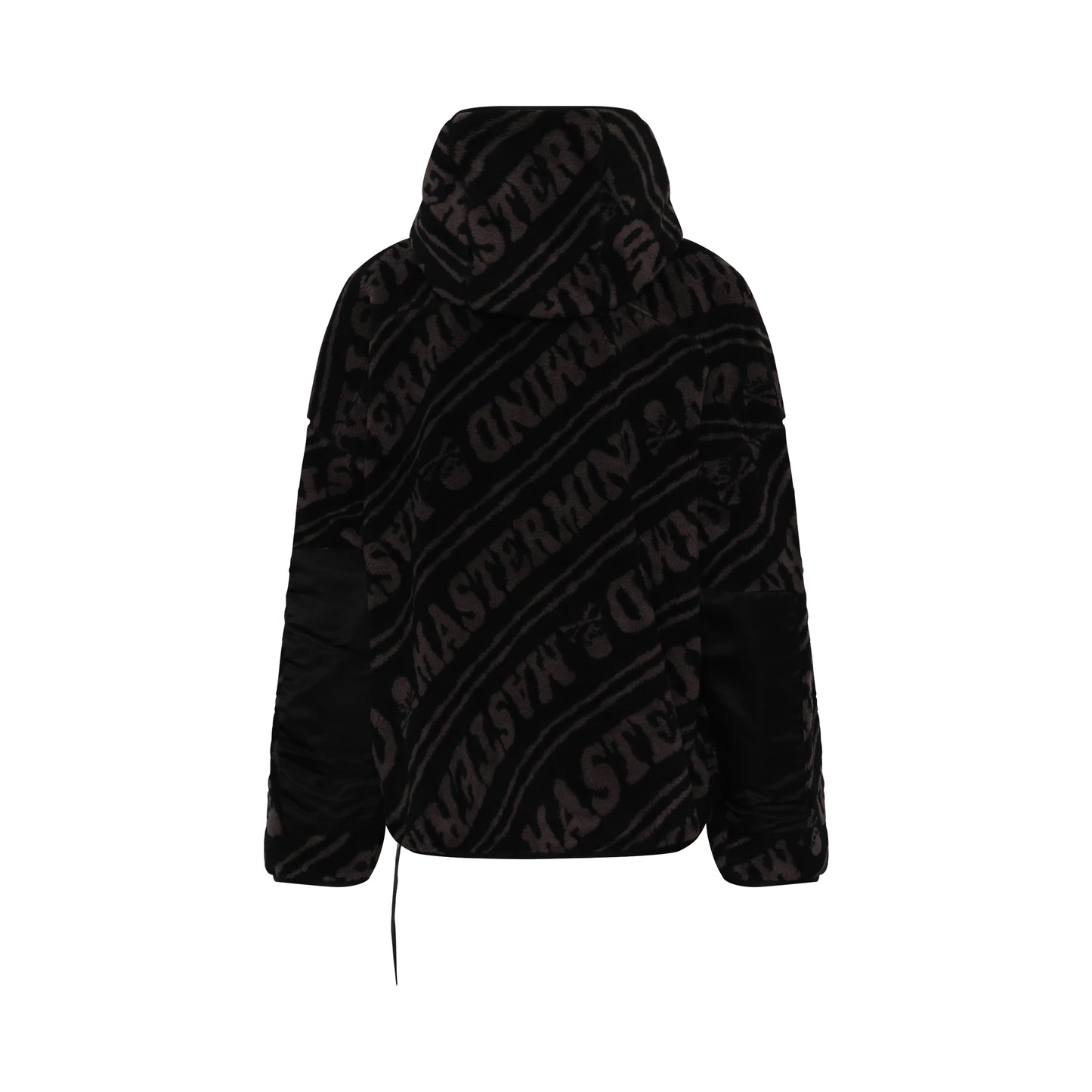 Sherapa Jacquard Zip Oversize Hooded Jacket in Black