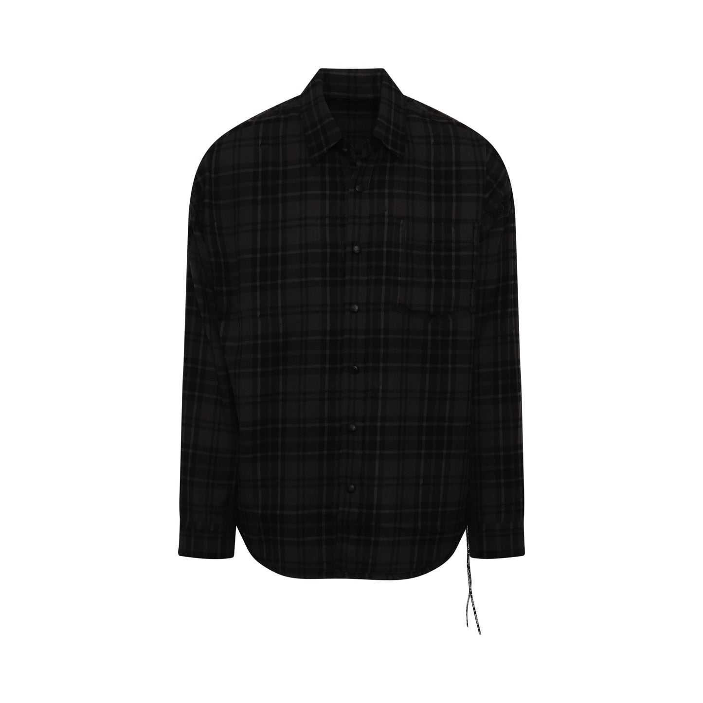 Reversible Plaid Emboidered Logo Shirt in Grey