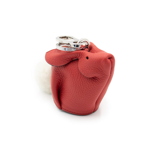 Bunny Charm in Soft Grained Calfskin in Red