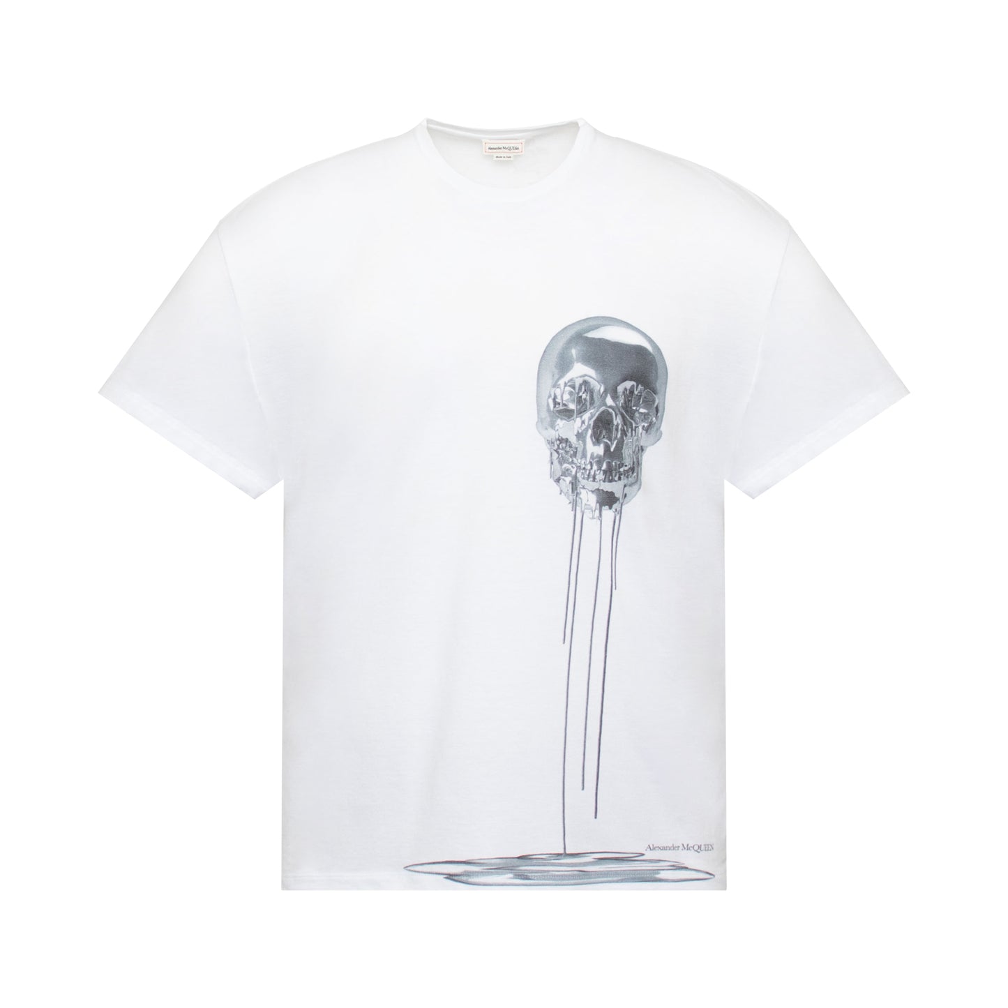 Drip Metallic Skull T-Shirt in White