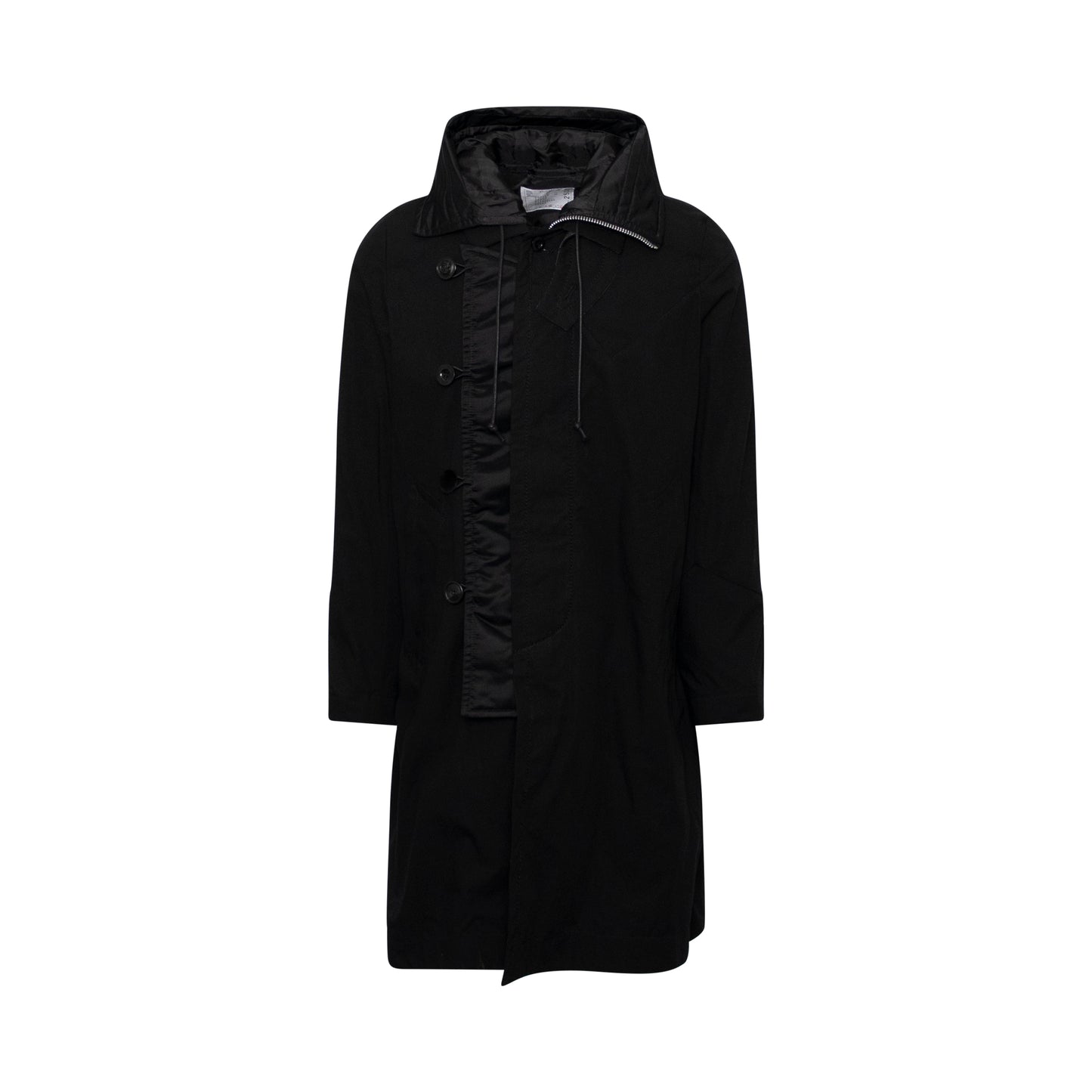 Cotton Nylon Oxford Coat in Black