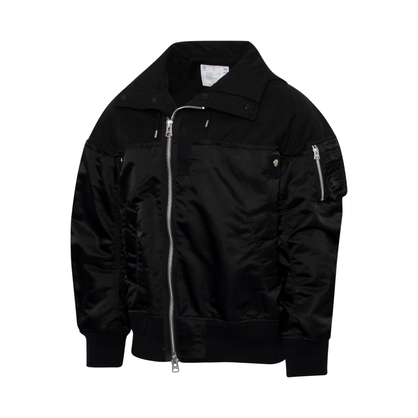 Classic Nylon Twill Bomber Jacket in Black