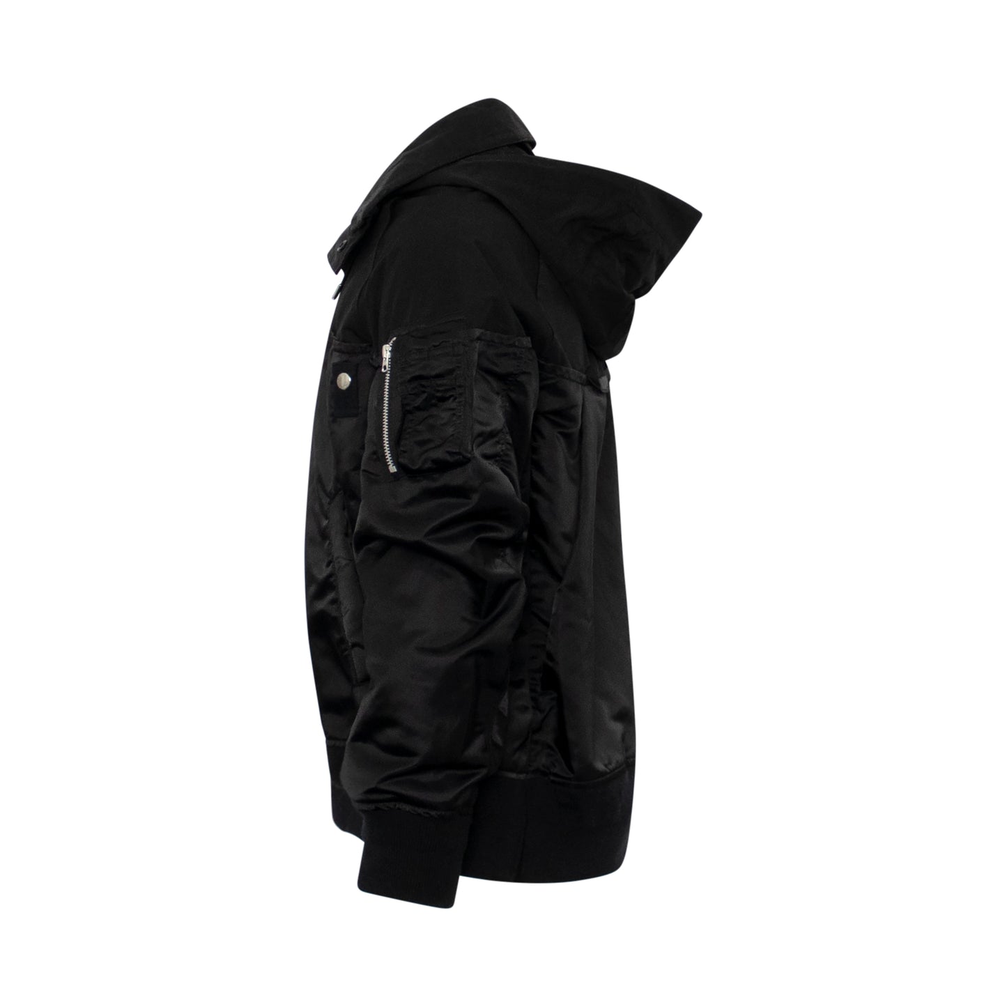 Classic Nylon Twill Bomber Jacket in Black