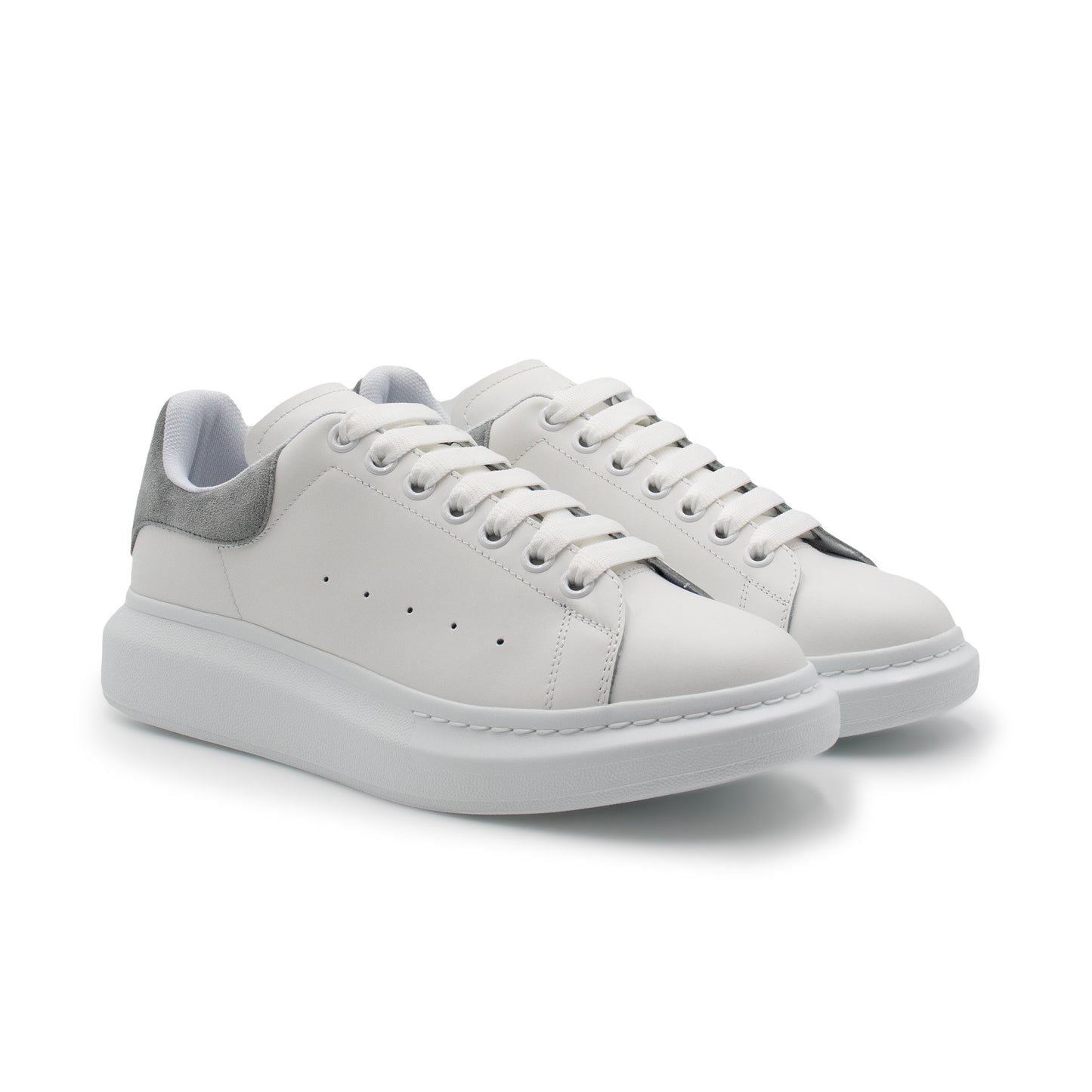 Larry Suede Heel Sneaker in White/Grey