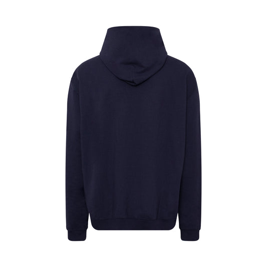 Embroidered Logo Hoodie in Indigo