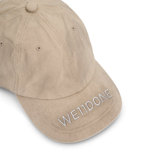 Logo Baseball Washed Cap in Beige