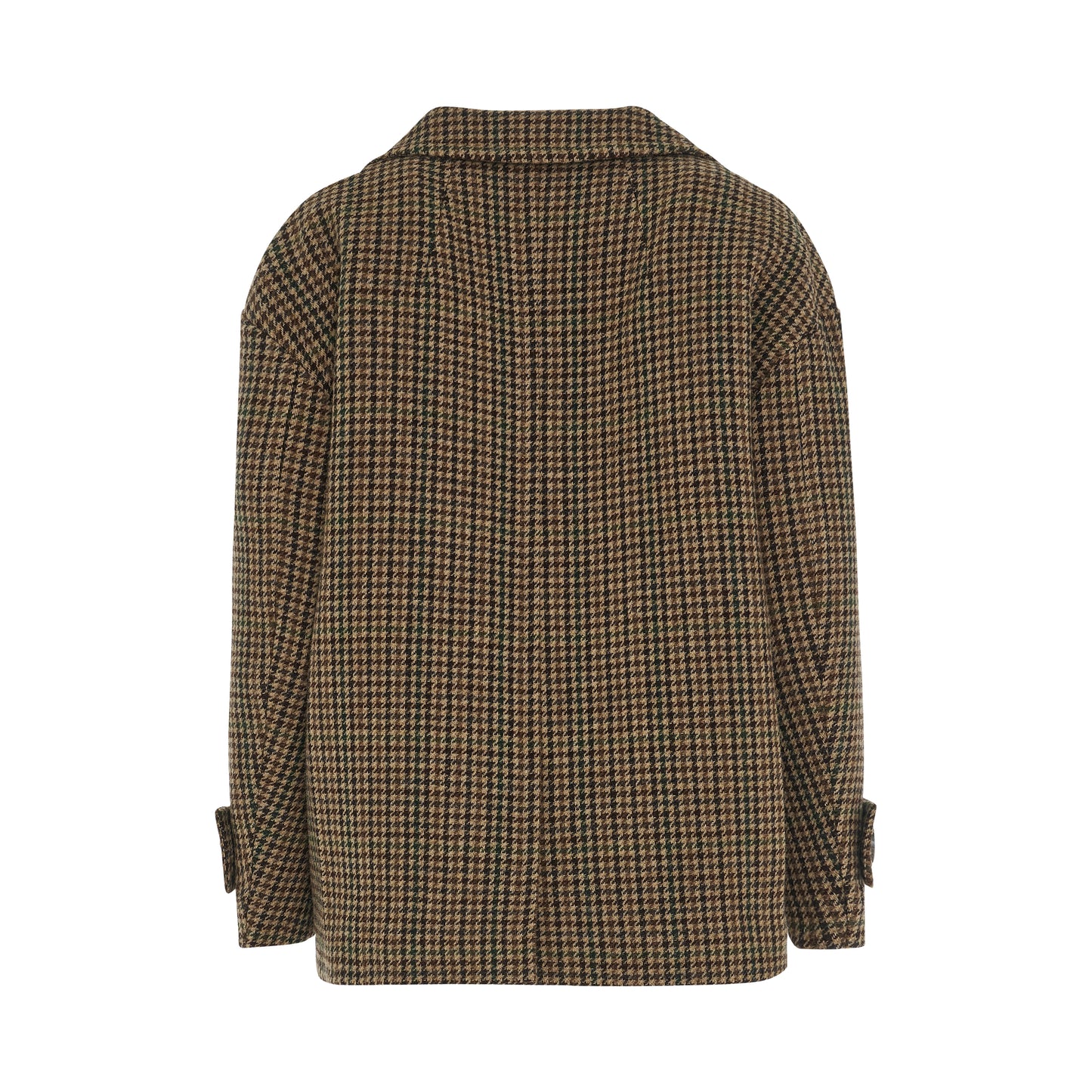 Oversized Plaid Wool Jacket in Beige/Brown