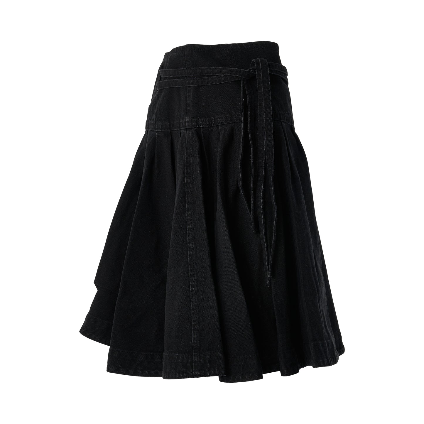 Flare Denim Long Skirt in Black