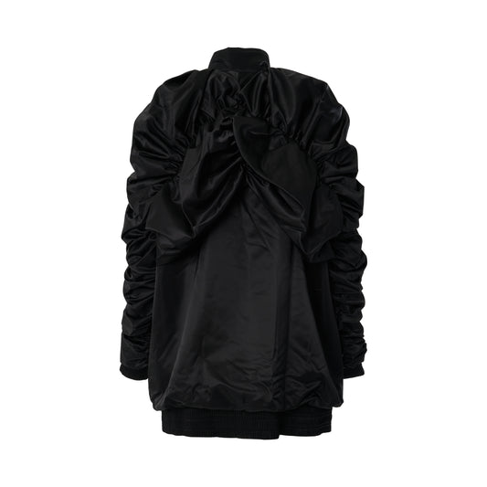 Gathered Sleeves Bomber Jacket in Black