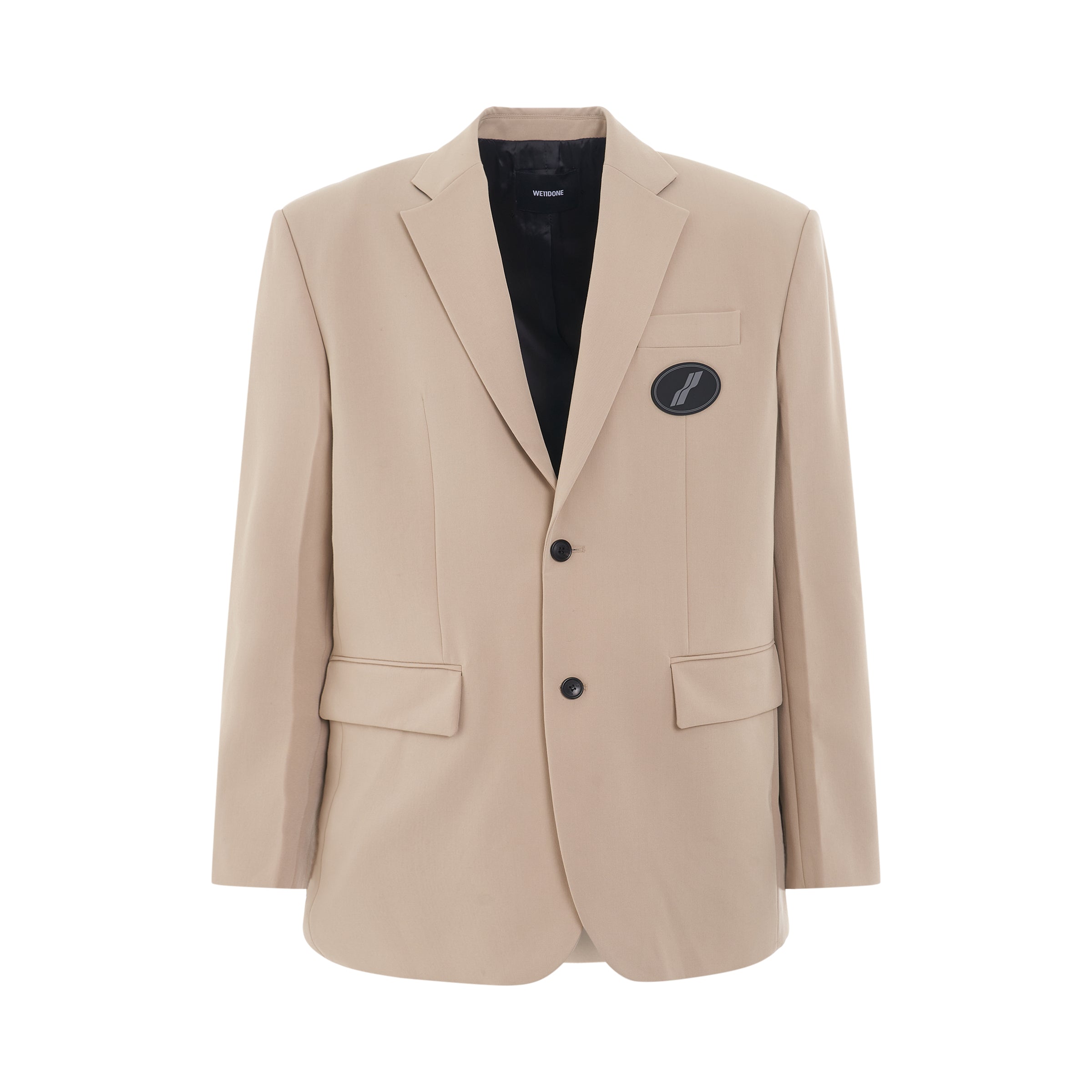 Oversized Suit Logo Blazer in Beige