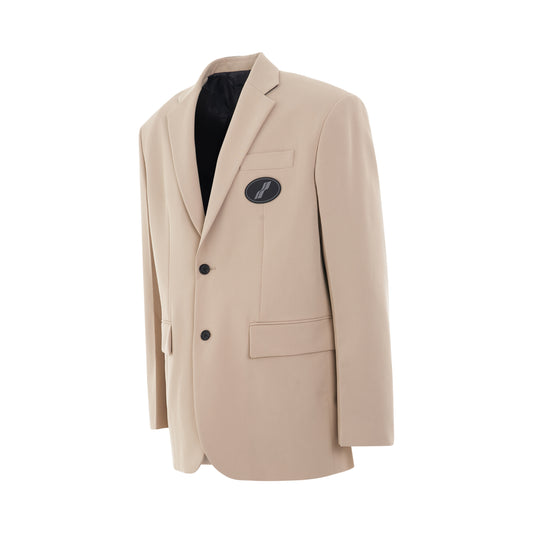 Oversized Suit Logo Blazer in Beige