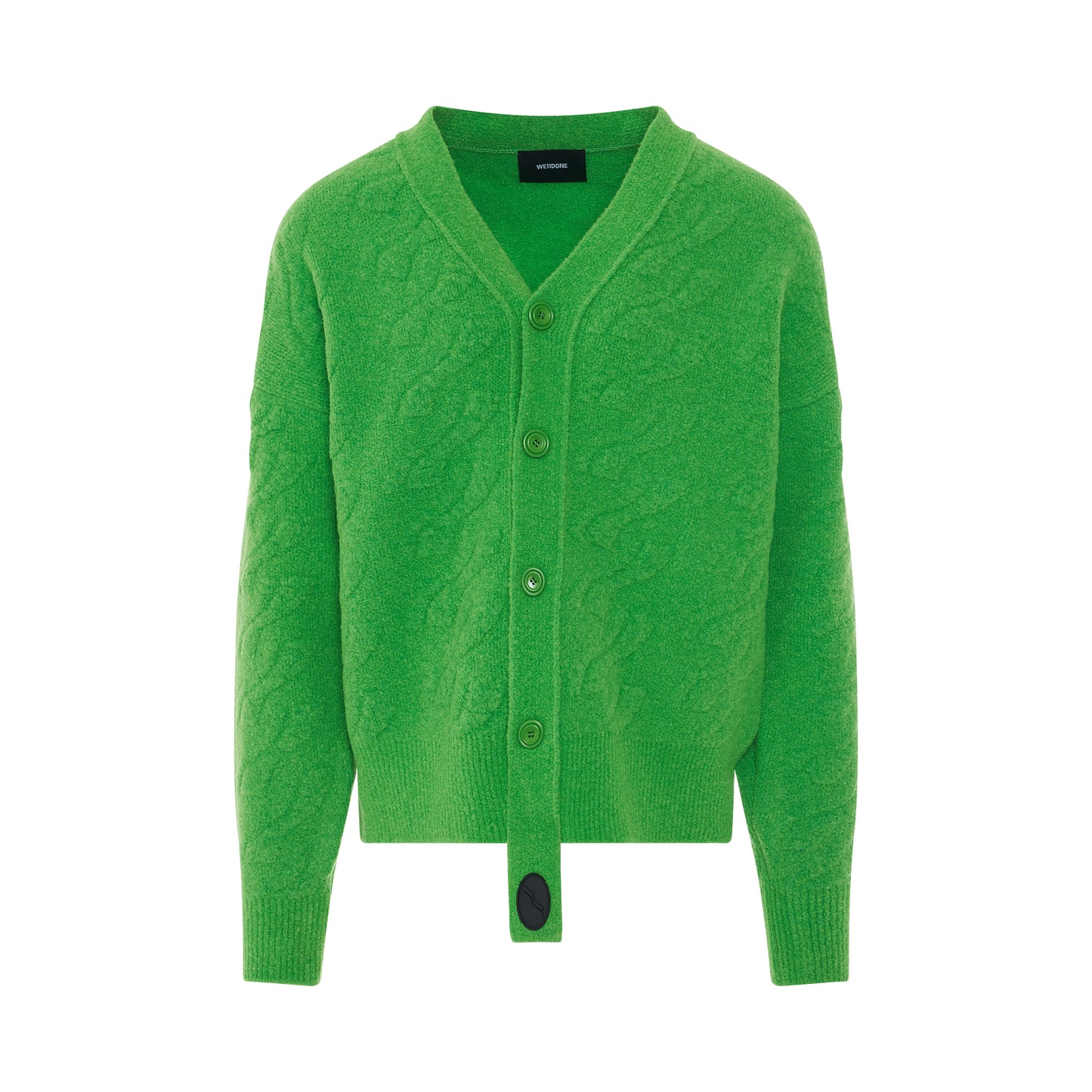 Logo Cable Felted Knit Cardigan in Green