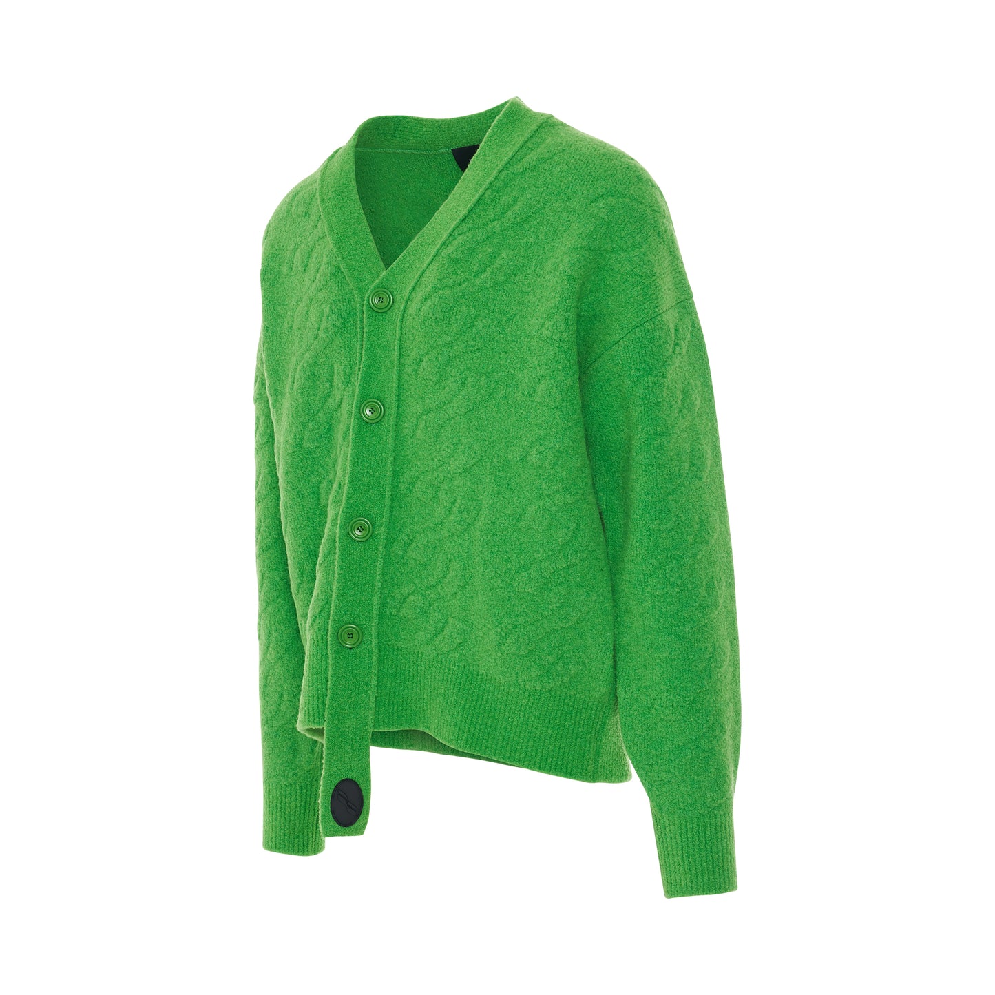 Logo Cable Felted Knit Cardigan in Green