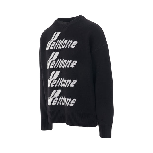 Logo Pile Knit Sweater in Black