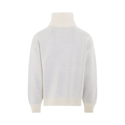 Black Square Logo Pile Knit Jumper in White