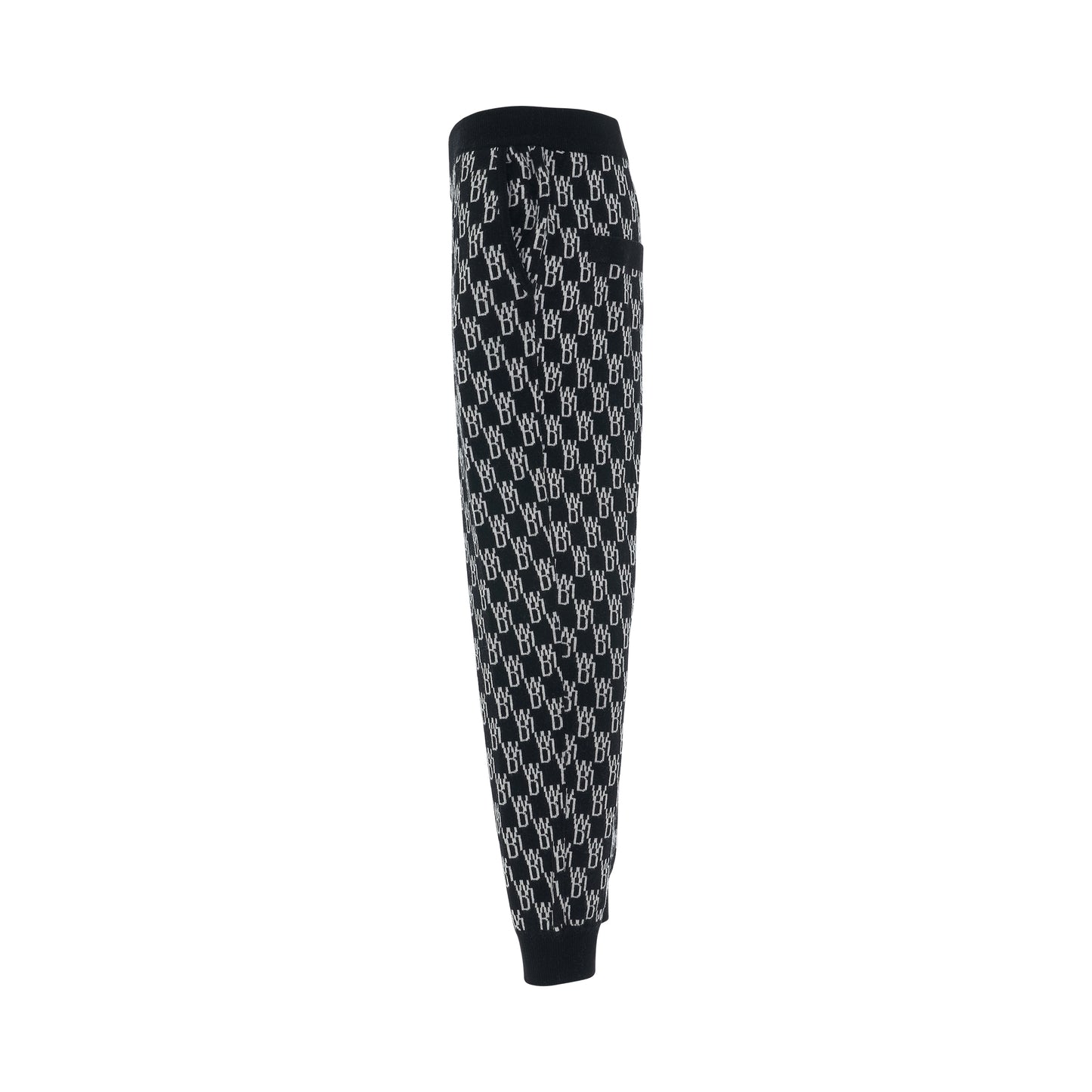 Monogram Knit Jacquard Trouser in Black