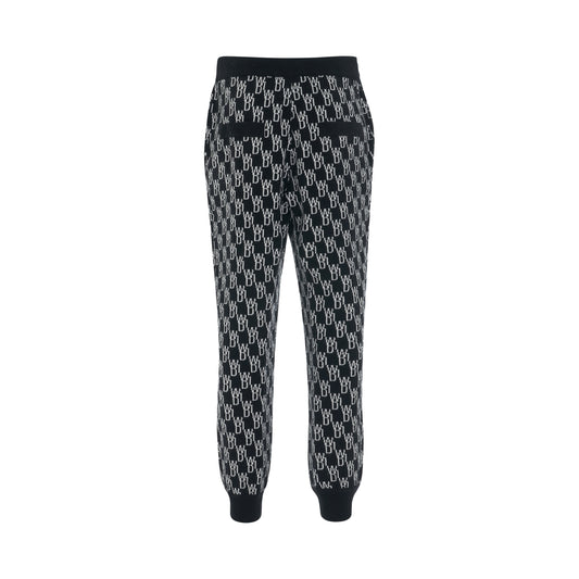 Monogram Knit Jacquard Trouser in Black