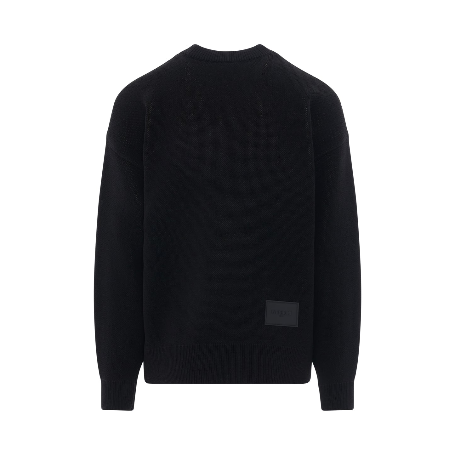 Square Logo Jacquard Knit Pullover in Black