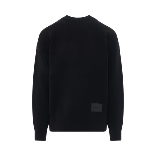 Square Logo Jacquard Knit Pullover in Black