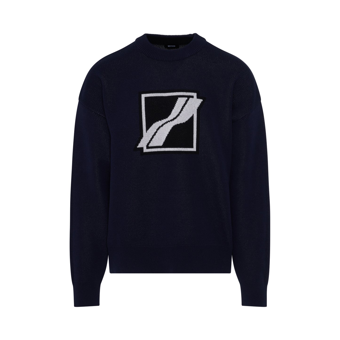 Square Logo Jacquard Knit Sweater in Navy