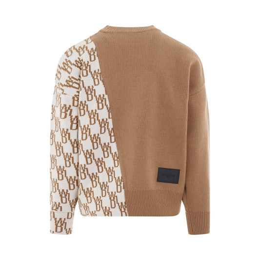 WD1 Graphic Mix Logo Sweater in Beige