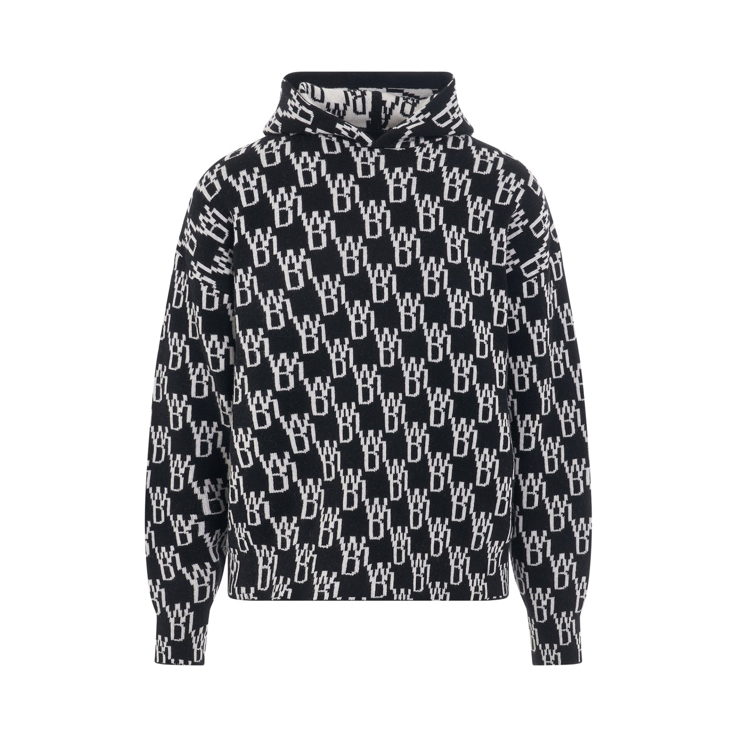 WD1 Graphic Knit Hoodie in Black