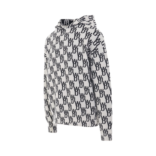 WD1 Graphic Knit Hoodie in Ivory