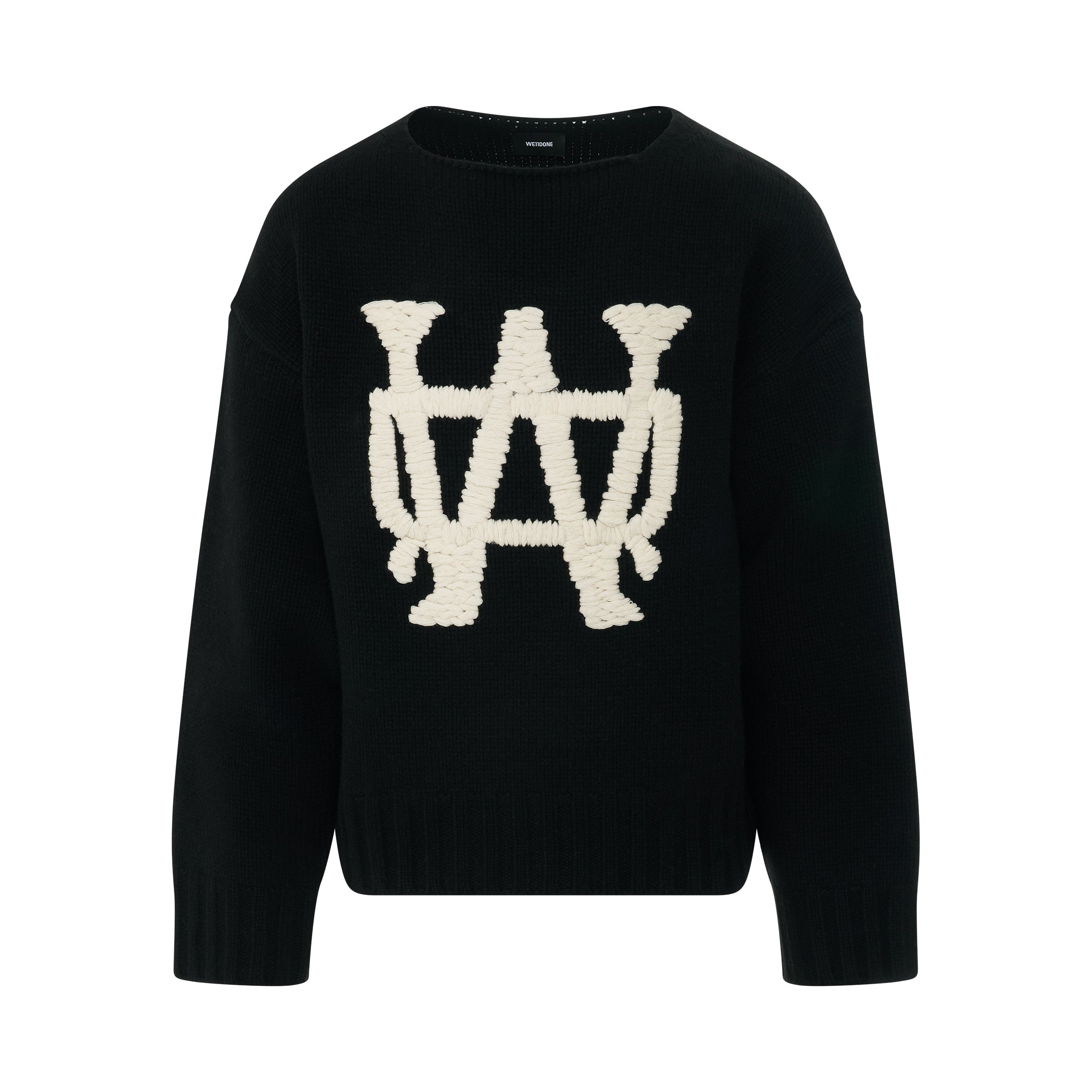 Hand Embroidered Knit sweater in Black