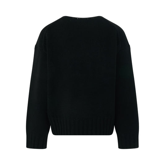 Hand Embroidered Knit sweater in Black