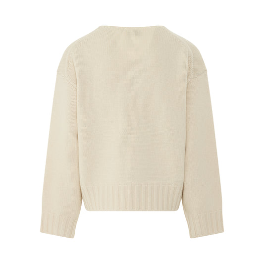 Hand Embroidered Knit sweater in Ivory