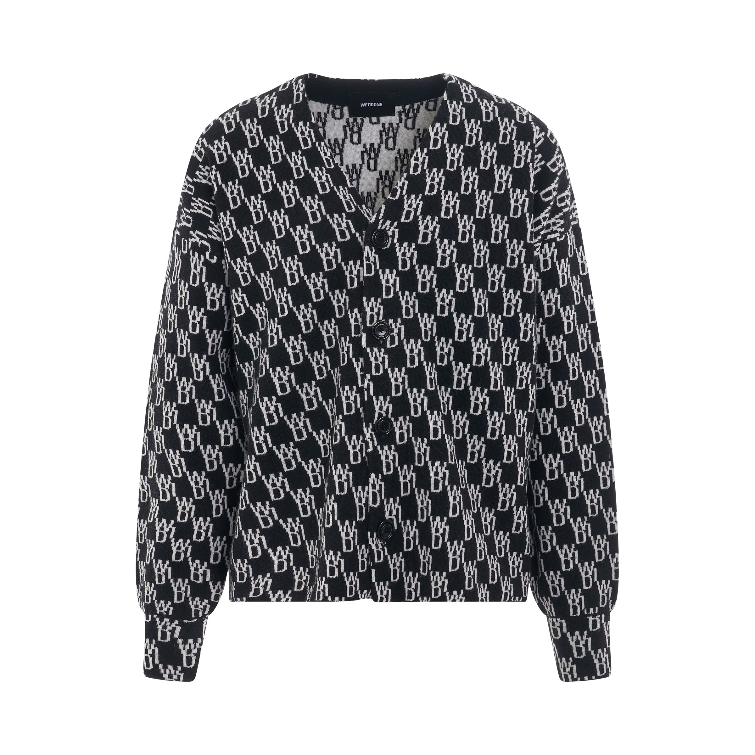 WD1 Graphic Knit Cardigan in Black