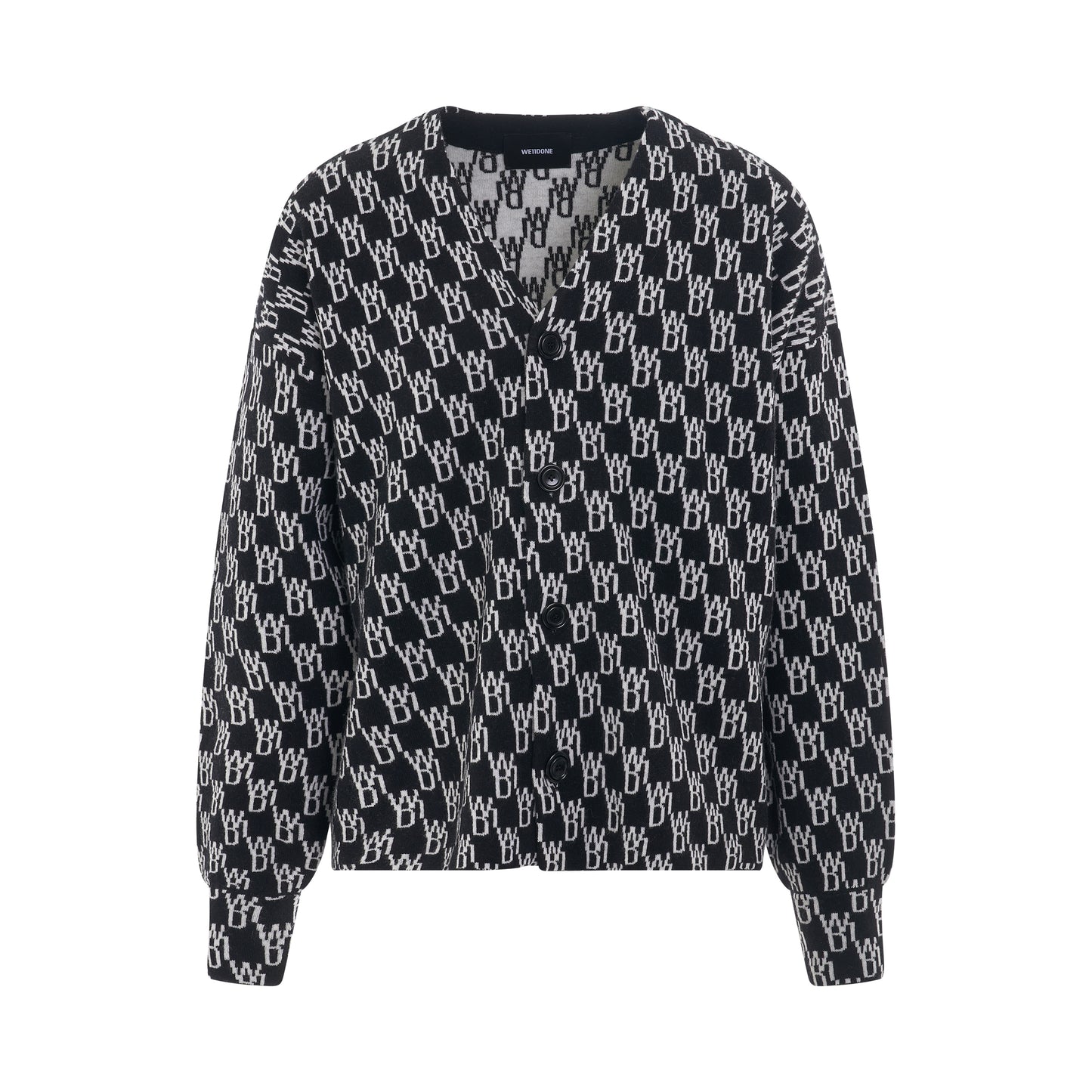 WD1 Graphic Knit Cardigan in Black