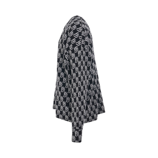 WD1 Graphic Knit Cardigan in Black