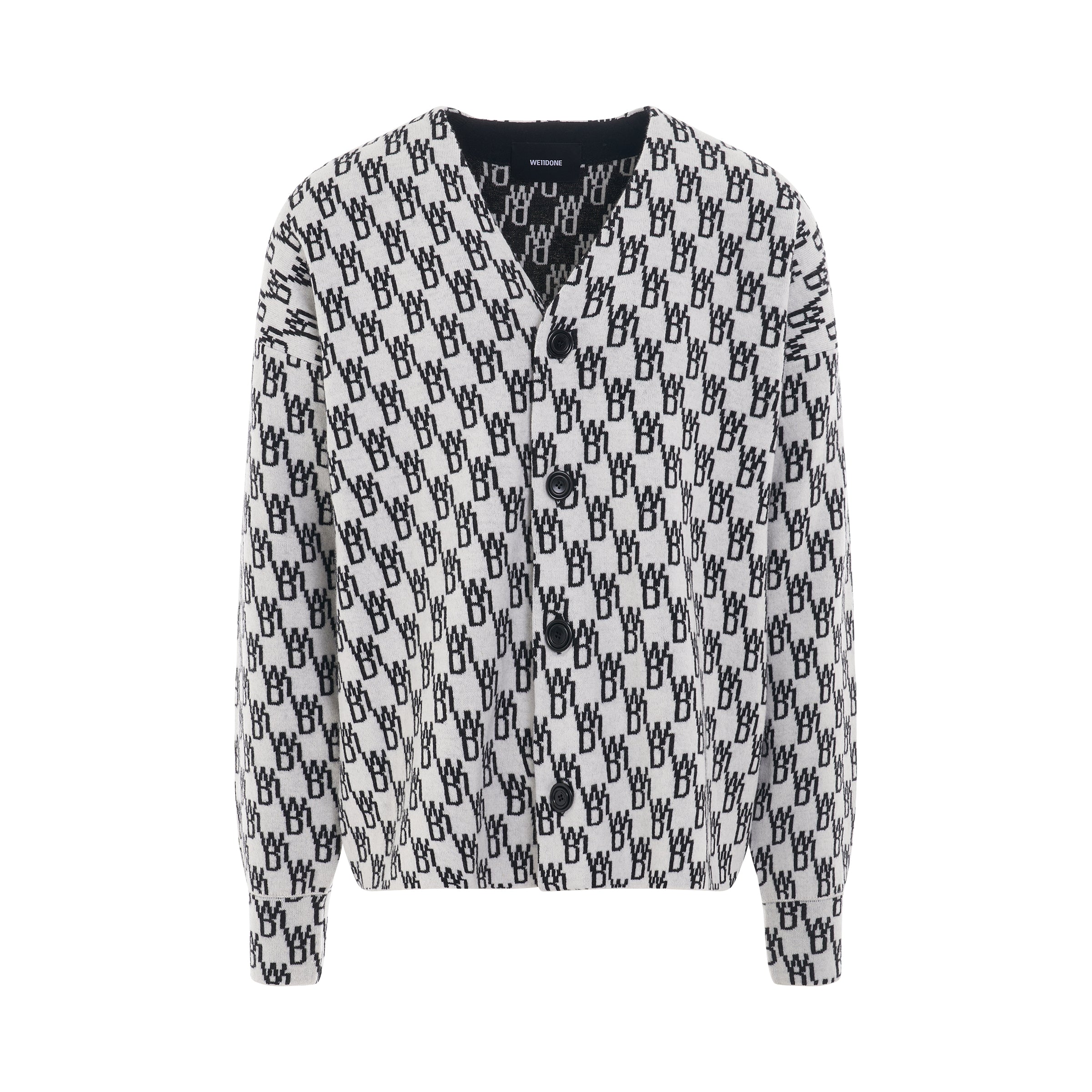 WD1 Graphic Knit Cardigan in Ivory