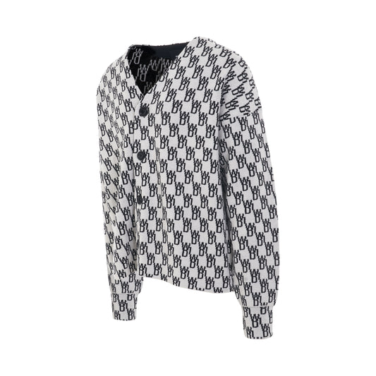 WD1 Graphic Knit Cardigan in Ivory