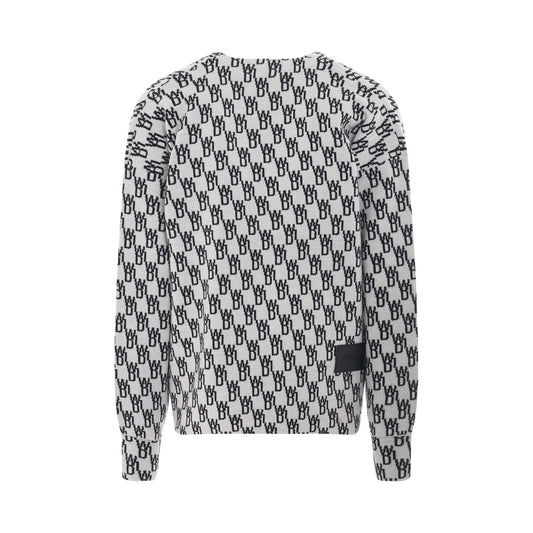 WD1 Graphic Knit Cardigan in Ivory