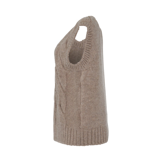 Cable Knit Vest in Beige