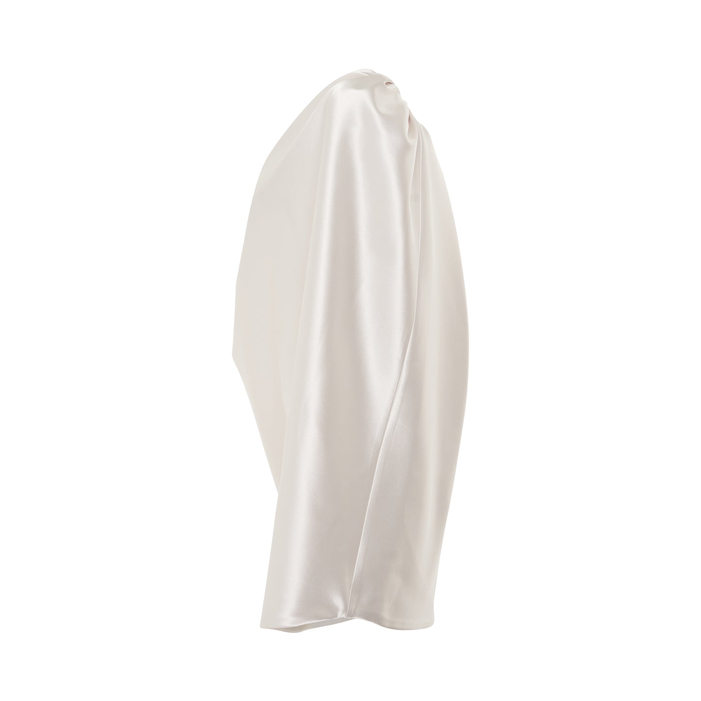 Cowl Drape Neckline Satin Long Cape Dress in White