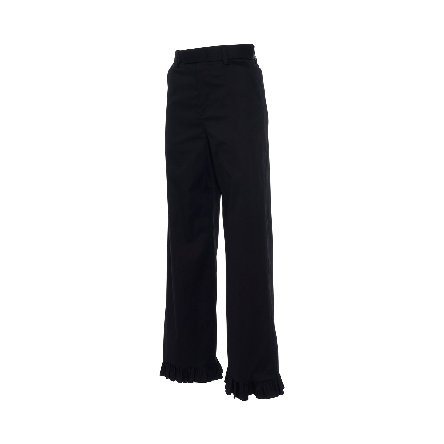 Ruffle Detail Regular Fit Trouser in Black