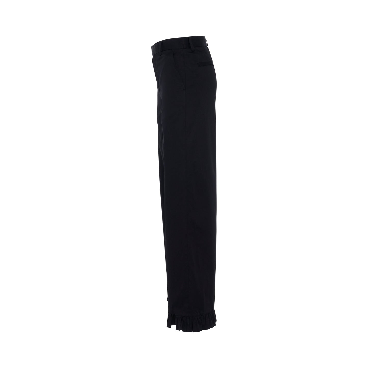 Ruffle Detail Regular Fit Trouser in Black