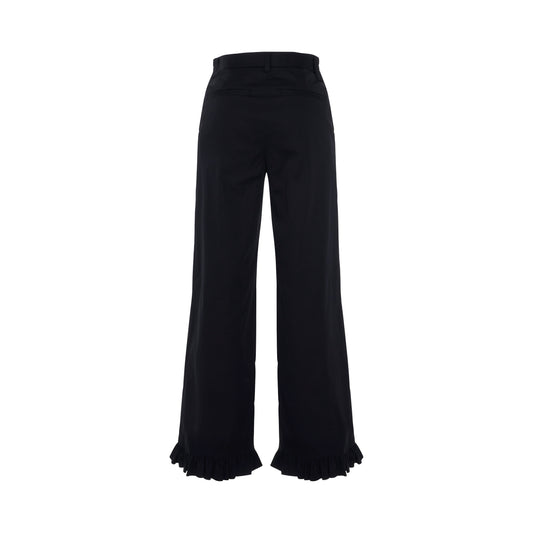 Ruffle Detail Regular Fit Trouser in Black