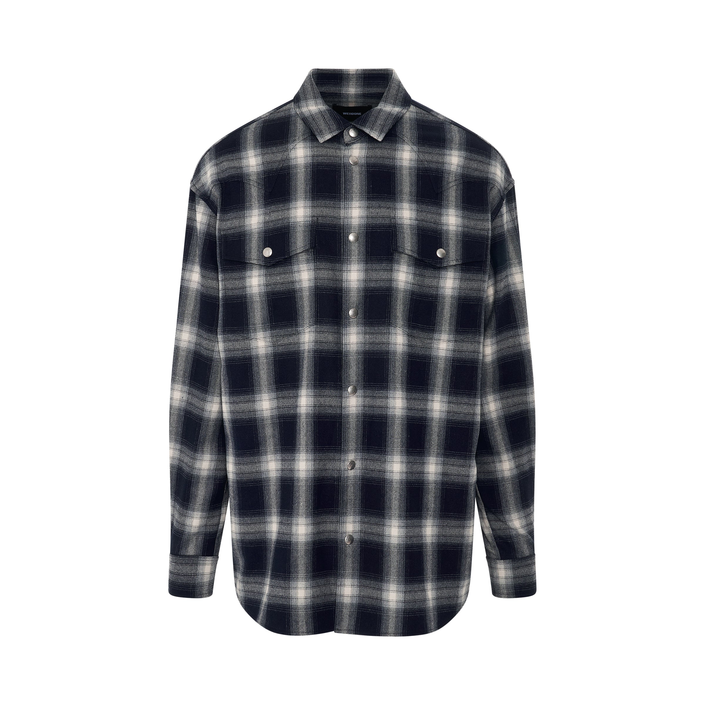 Loose Fit Flannel Shirt in Navy