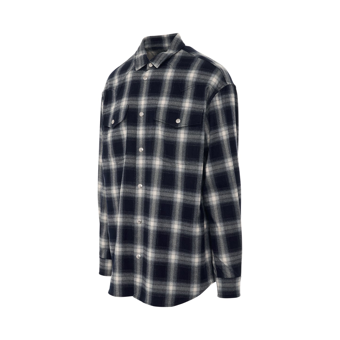 Loose Fit Flannel Shirt in Navy