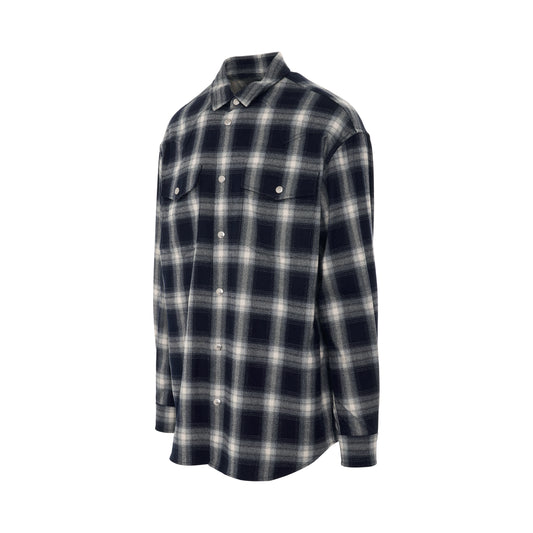 Loose Fit Flannel Shirt in Navy