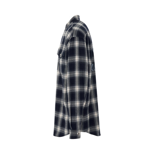 Loose Fit Flannel Shirt in Navy