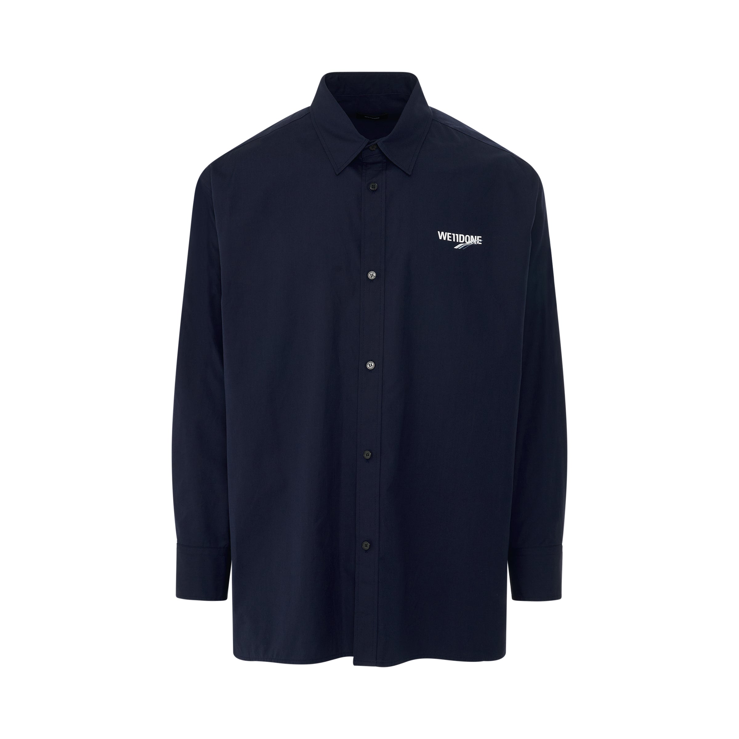 1506 Logo Print Cotton Shirt in Navy