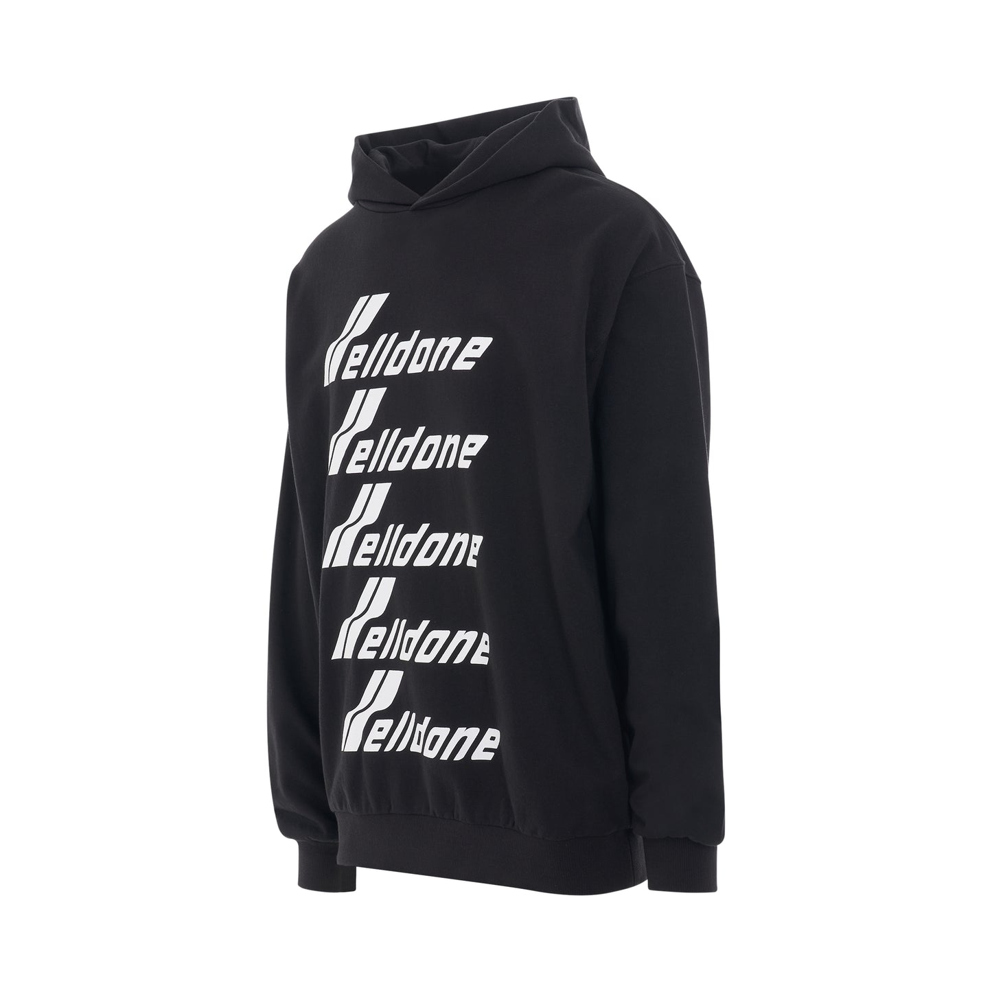 Multiple Front Logo Hoodie in Black