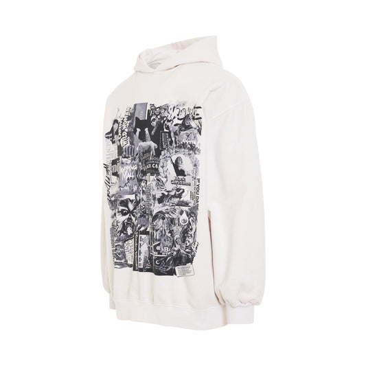 BW Horror Collage Hoodie in Ivory