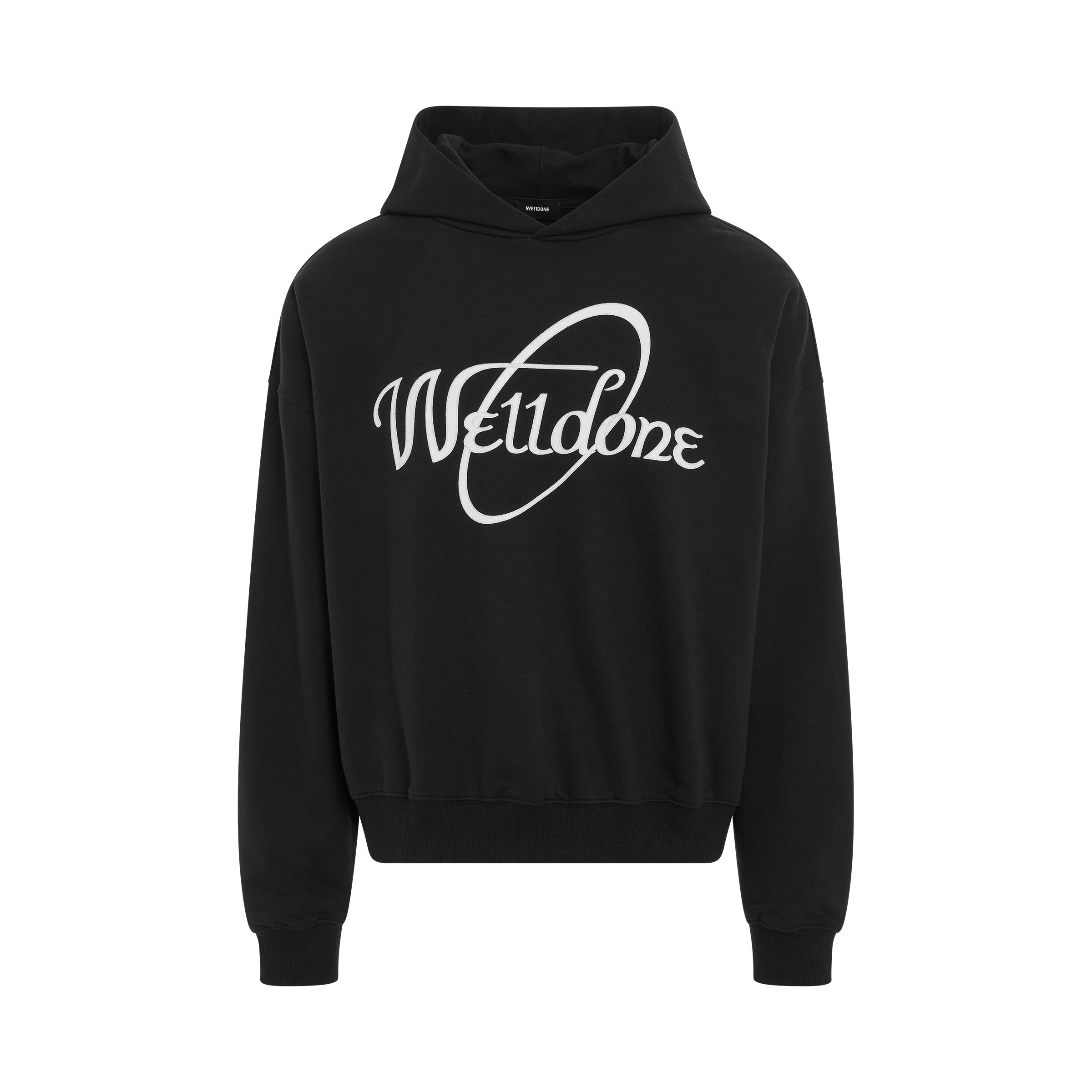 Cursive Circle Logo Hoodie in Black