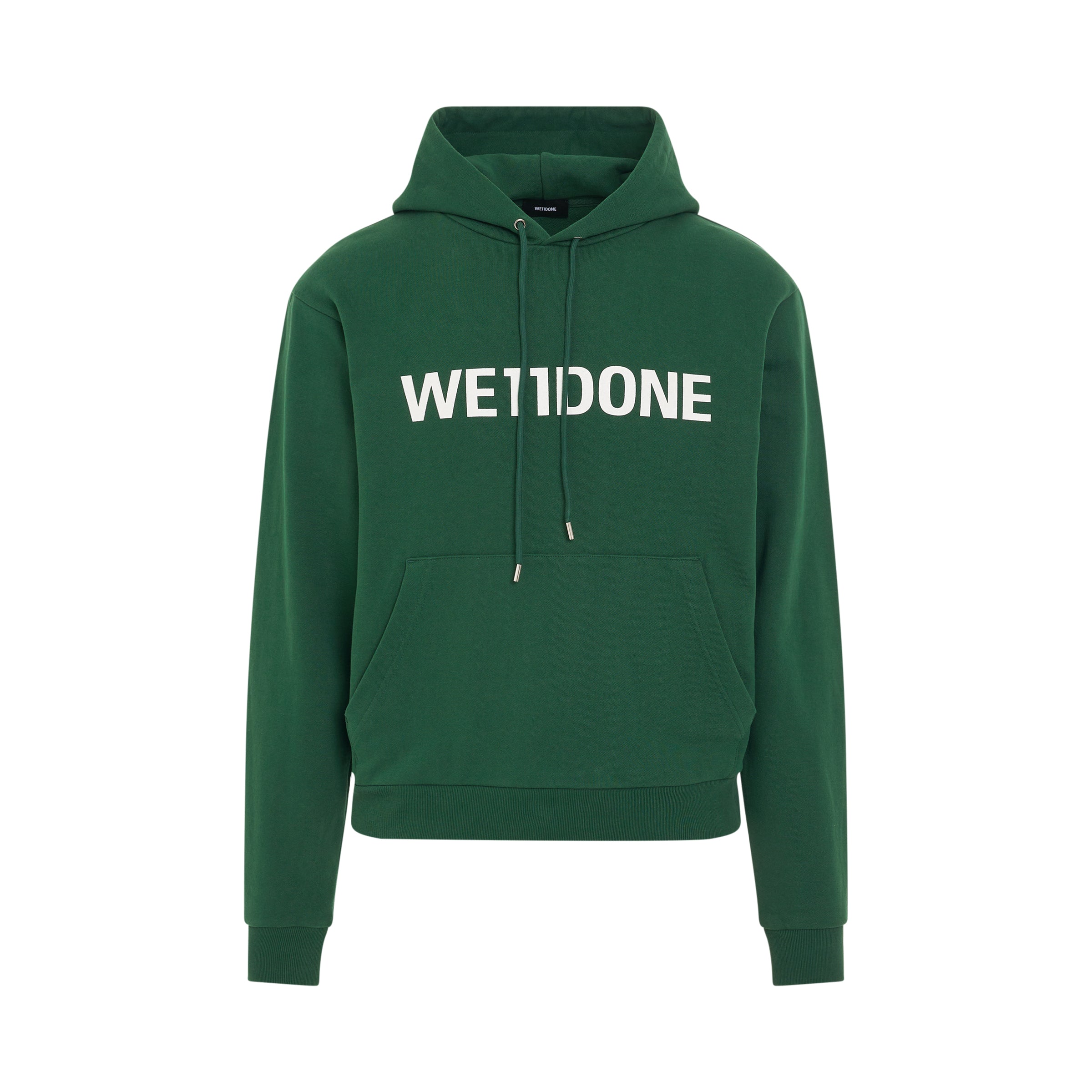 Basic Logo Fitted Hoodie in Green